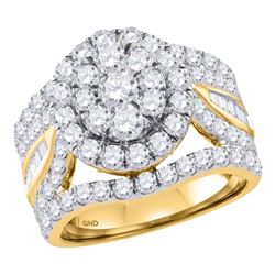 3.46 CTW Diamond Flower Cluster Bridal Engagement Ring 14KT Yellow Gold - REF-299K9W