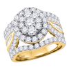 3.46 CTW Diamond Flower Cluster Bridal Engagement Ring 14KT Yellow Gold - REF-299K9W