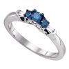 0.25 CTW Blue Color Diamond 3-stone Bridal Ring 10KT White Gold - REF-24K2W