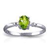 Genuine 0.46 ctw Peridot & Diamond Ring Jewelry 14KT White Gold - REF-27F3Z