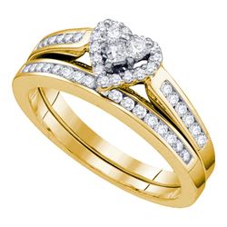 0.55 CTW Diamond Heart Bridal Engagement Ring 10KT Yellow Gold - REF-37X5Y