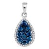 Image 1 : 0.81 CTW Blue Color Diamond Teardrop Cluster Pendant 10KT White Gold - REF-32K9W