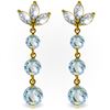 Genuine 8.7 ctw Aquamarine Earrings Jewelry 14KT Yellow Gold - REF-78P7H