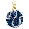 0.45 CTW Blue Color Diamond Circle Pendant 10KT Yellow Gold - REF-22M4H