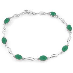 Genuine 3.51 ctw Emerald & Diamond Bracelet Jewelry 14KT White Gold - REF-118Z2N