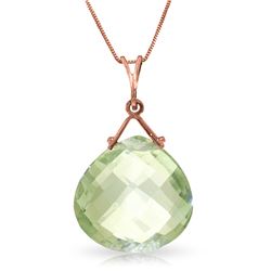 Genuine 8.5 ctw Green Amethyst Necklace Jewelry 14KT Rose Gold - REF-26T9A