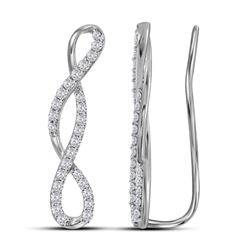 0.46 CTW Diamond Infinity Climber Earrings 10KT White Gold - REF-37Y5X