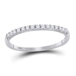 0.15 CTW Diamond Stackable Size 10 Wedding Ring 14k White Gold - REF-19M4H