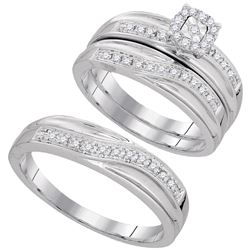 0.33 CTW Diamond Matching Trio Mens Wedding Bridal Ring 10KT White Gold - REF-49Y5X