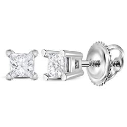 0.15 CTW Princess Diamond Solitaire Stud Earrings 14KT White Gold - REF-14X9Y