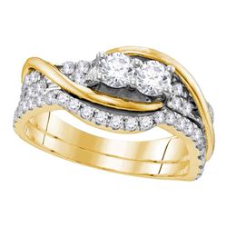 0.99 CTW Diamond 2-stone Bridal Wedding Engagement Ring 14KT Yellow Gold - REF-97Y4X