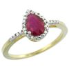 Image 1 : Natural 0.83 ctw Ruby & Diamond Engagement Ring 14K Yellow Gold - REF-24Z5Y