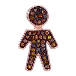 0.10 CTW Red Color Diamond Mom Child Pendant 10KT Rose Gold - REF-13W4K