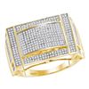 Image 1 : 0.76 CTW Mens Pave-set Diamond Convex Dome Ring 10KT Yellow Gold - REF-87F2N