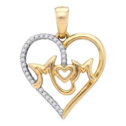 0.10 CTW Diamond Mom Mother Heart Pendant 10KT White Gold - REF-16X4Y