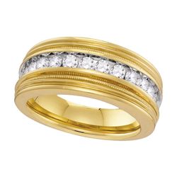 1 CTW Mens Diamond Milgrain Wedding Ring 10KT Yellow Gold - REF-89K9W