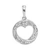 Image 1 : 0.08 CTW Diamond Circle Heart Cutout Pendant 10KT White Gold - REF-11K2W