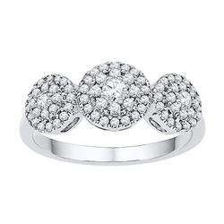 0.50 CTW Diamond Triple Cluster Fashion Ring 10KT White Gold - REF-46X4Y
