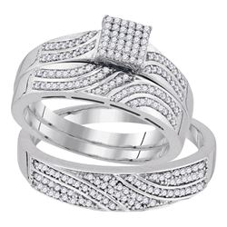 0.41 CTW His & Hers Diamond Matching Bridal Ring 10KT White Gold - REF-56F2N