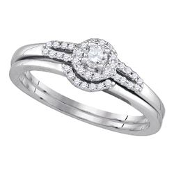 0.20 CTW Diamond Small Halo Wedding Bridal Ring 14k White Gold - REF-37W5K