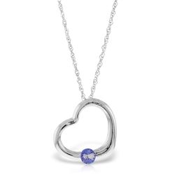 Genuine 0.25 ctw Tanzanite Necklace Jewelry 14KT White Gold - REF-30A9K