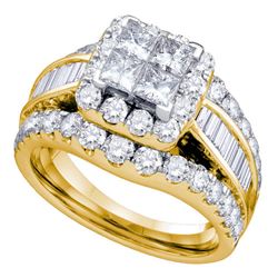 2 CTW Princess Diamond Cluster Bridal Engagement Ring 14KT Yellow Gold - REF-194K9W