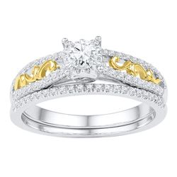 0.50 CTW Diamond Bridal Wedding Engagement Ring 10KT Two-tone Gold - REF-49F5N