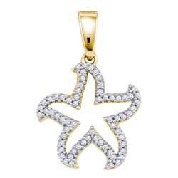 0.20 CTW Diamond Star Pendant 10KT Yellow Gold - REF-14H9M