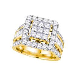 3 CTW Princess Diamond Cluster Bridal Engagement Ring 14KT Yellow Gold - REF-299Y9X