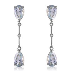 Genuine 6.01 ctw Aquamarine & Diamond Earrings Jewelry 14KT White Gold - REF-50P2H