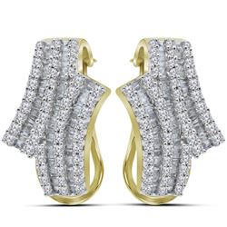 1.14 CTW Diamond Bypass Hoop Earrings 14KT Yellow Gold - REF-89Y9X
