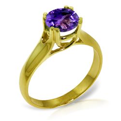 Genuine 1.10 ctw Amethyst Ring Jewelry 14KT Yellow Gold - REF-57P3H