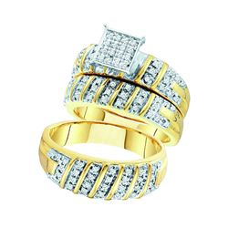 0.50 CTW His & Hers Diamond Matching Bridal Ring 10KT Yellow Gold - REF-71M9H