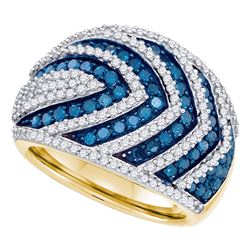 1.75 CTW Blue Color Diamond Fashion Ring 10KT Yellow Gold - REF-97N4F