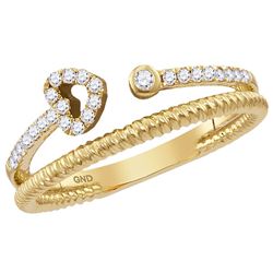 0.15 CTW Diamond Heart Bisected Stackable Ring 10KT Yellow Gold - REF-20W9K