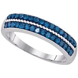0.50 CTW Blue Color Diamond Ring 10KT White Gold - REF-32K9W