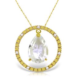 Genuine 6.6 ctw White Topaz & Diamond Necklace Jewelry 14KT White Gold - REF-52W9Y