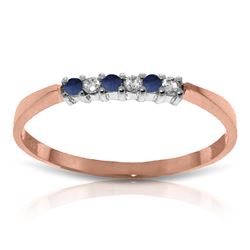 Genuine 0.11 ctw Sapphire & Diamond Ring Jewelry 14KT Rose Gold - REF-27A5K