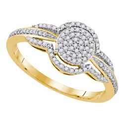0.20 CTW Diamond Circle Cluster Bridal Engagement Ring 10KT Yellow Gold - REF-22F4N