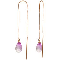 Genuine 4.5 ctw Pink Topaz Earrings Jewelry 14KT Rose Gold - REF-20Z4N