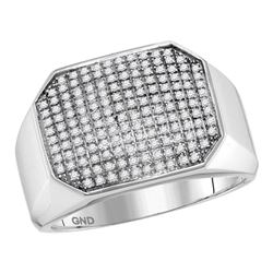 0.50 CTW Mens Pave-set Diamond Octagon Cluster Ring 10KT White Gold - REF-57N2F