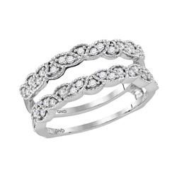 0.33 CTW Diamond Milgrain Wrap Ring 14KT White Gold - REF-57M2H