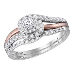 0.50 CTW Princess Diamond Bridal Engagement Ring 14KT White Gold - REF-67K4W