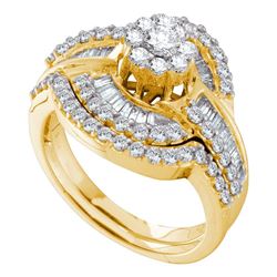 1.2 CTW Diamond Bridal Wedding Engagement Ring 14KT Yellow Gold - REF-119F9N