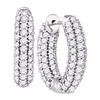 Image 1 : 5.1 CTW Diamond In/Out Hoop Earrings 14KT White Gold - REF-382M4H