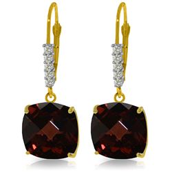 Genuine 9 ctw Garnet & Diamond Earrings Jewelry 14KT Yellow Gold - REF-59M3T