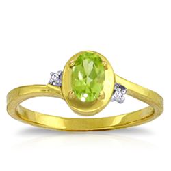 Genuine 0.51 ctw Peridot & Diamond Ring Jewelry 14KT Yellow Gold - REF-25W4Y