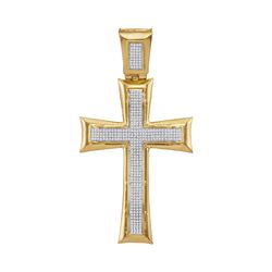 1.05 CTW Diamond Cross Charm Pendant 10KT Yellow Gold - REF-104K9W