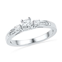 0.50 CTW Diamond 3-stone Bridal Engagement Ring 10KT White Gold - REF-57Y2X