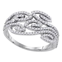 0.50 CTW Diamond Curled Strand Ring 10KT White Gold - REF-34Y4X